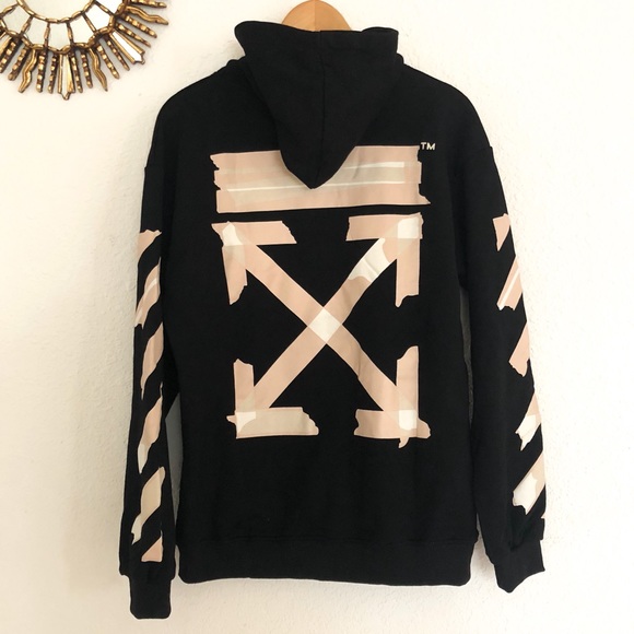 OFF-WHITE Tape Diag Arrows Hoodie Black/Beige - Picture 3 of 8